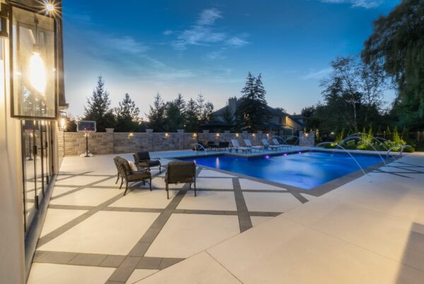 modern white stone pool