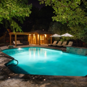 teal pool night