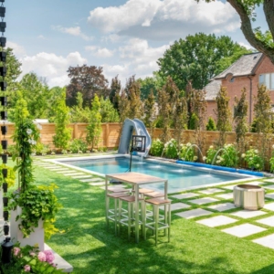 green stone backyard